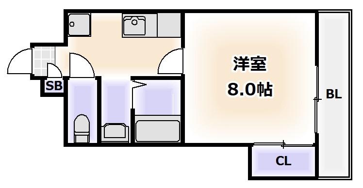 アルカディアアベノ(1K/3階)の間取り写真