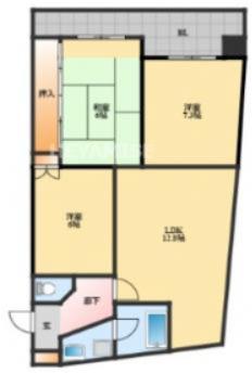長崎電軌本線 千歳町駅(長崎) 徒歩6分 3階建 築31年(3LDK/2階)の間取り写真