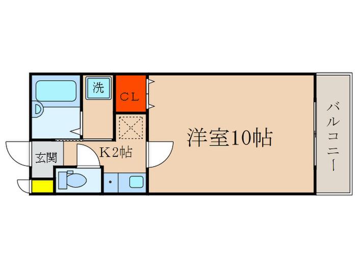 ケリア宇治(1K/1階)の間取り写真
