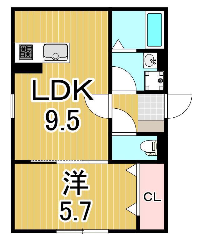 IXO東保木間(1LDK/2階)の間取り写真