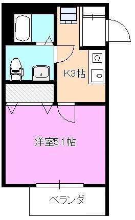 ブルーベイCH(1K/2階)の間取り写真