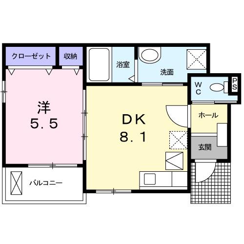 サニーコート城山(1DK/1階)の間取り写真