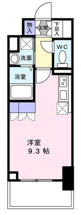渡幸ベルメゾン五橋(ワンルーム/9階)の間取り写真