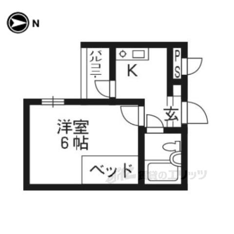 御幸町ハイツ(1K/4階)の間取り写真