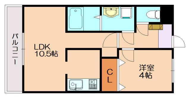 PEACH HILLS UMI(1LDK/1階)の間取り写真