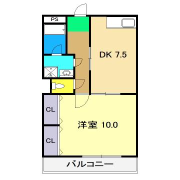 LATTICE南竹島(1DK/3階)の間取り写真