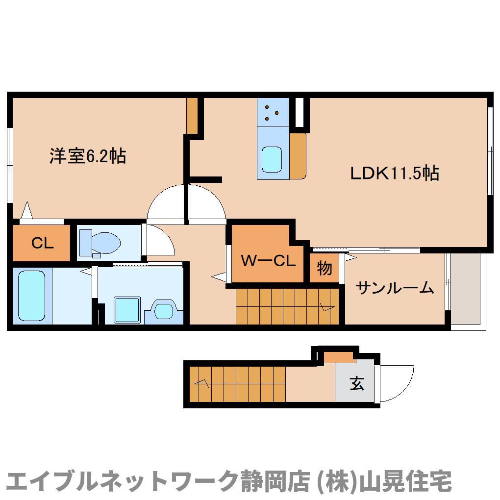 ヴィラ カルディア(1LDK/2階)の間取り写真