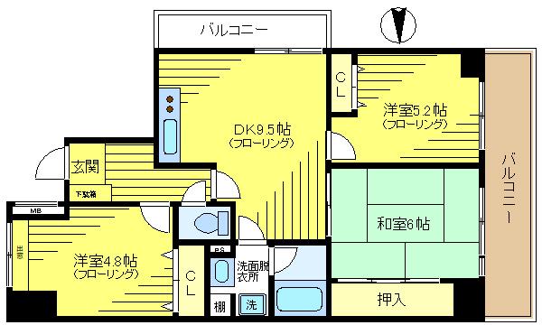 A-3100(3DK/2階)の間取り写真