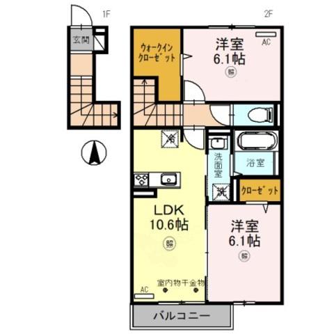 D-ROOM社(2LDK/2階)の間取り写真
