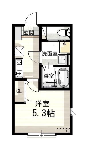 エスポワール(1K/3階)の間取り写真