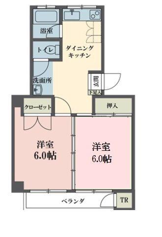ジョイムビル(2DK/4階)の間取り写真