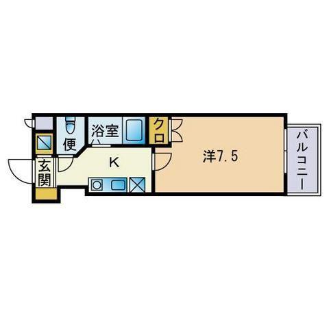 サンセール大橋(1K/2階)の間取り写真