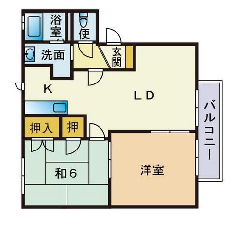 ジャルダン横浜A棟(2LDK/2階)の間取り写真