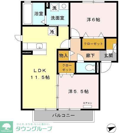 ヴィラルミエールA(2LDK/2階)の間取り写真