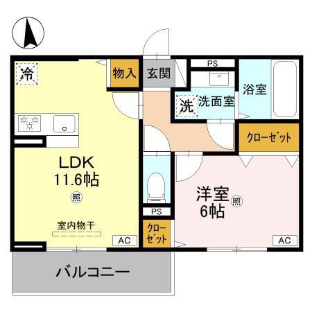 LUMIERE DU SOIR DEU(1LDK/2階)の間取り写真