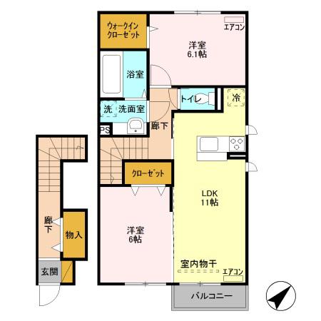 GLANZ(2LDK/2階)の間取り写真