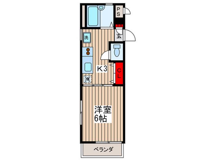 メナージュ東大宮(1K/2階)の間取り写真