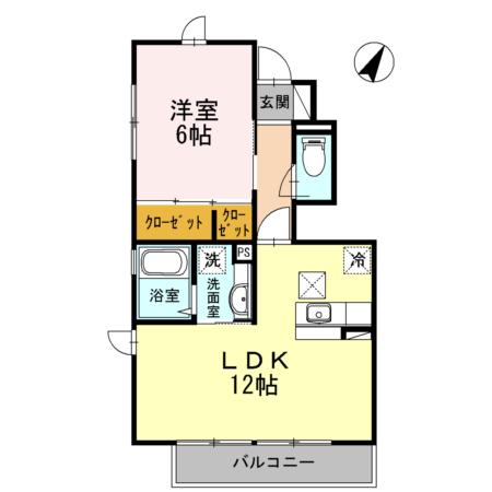 アパートセレッソグランデ(1LDK/1階)の間取り写真