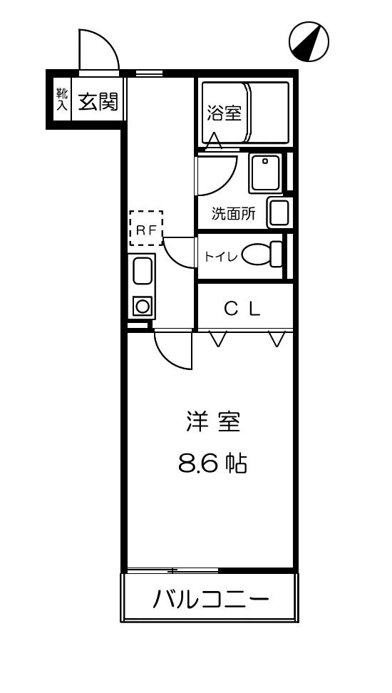 プランドール六甲(1K/1階)の間取り写真