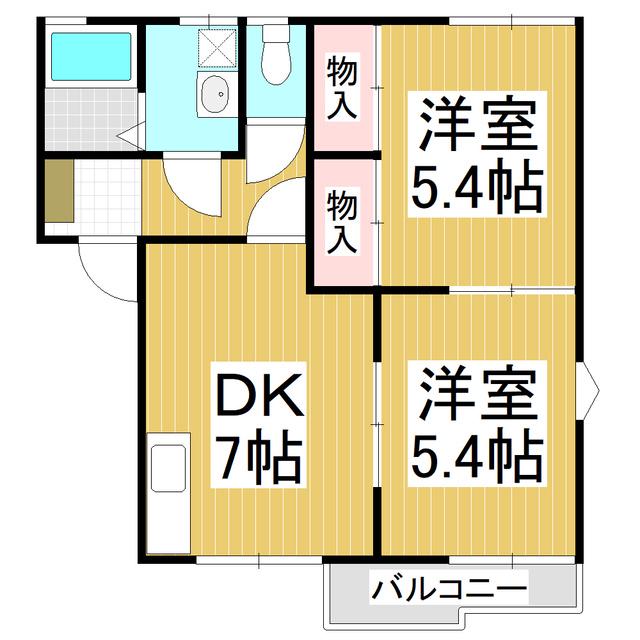 シャイニーグレンジ岡 B棟(2DK/1階)の間取り写真