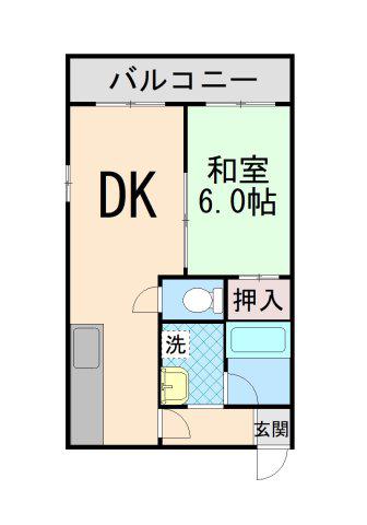 信和マンション(1DK/3階)の間取り写真