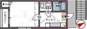 サンシャイン河原町(1K/2階)の間取り写真