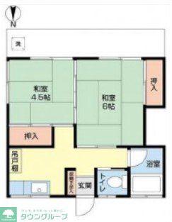 ひるま荘(2DK/1階)の間取り写真