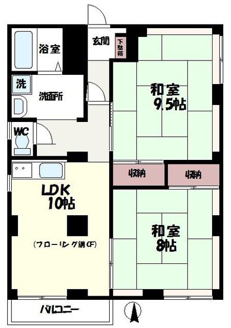 ハウス2(2LDK/2階)の間取り写真