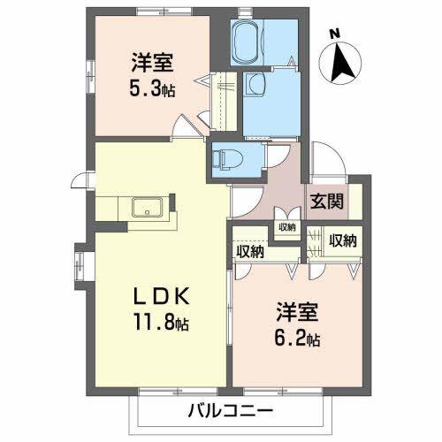 コーポ・サンモール(2LDK/1階)の間取り写真