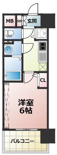 CREST TAPP 大阪イースト(1K/7階)の間取り写真