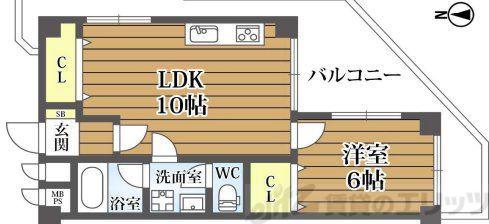 大建コーポ上新庄(1LDK/4階)の間取り写真