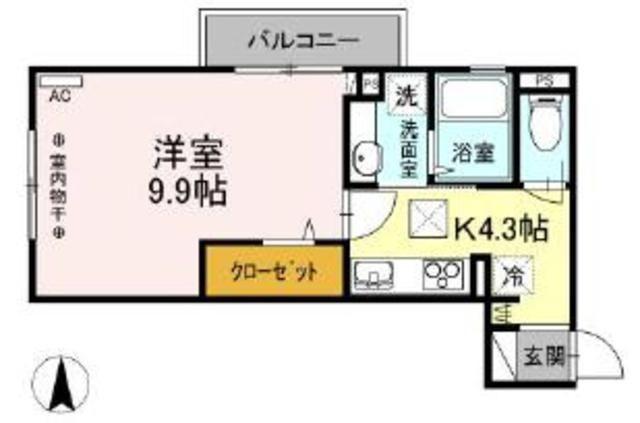 セントバーバラ国立(1K/2階)の間取り写真