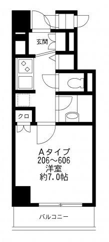 プライムアーバン番町(1K/2階)の間取り写真