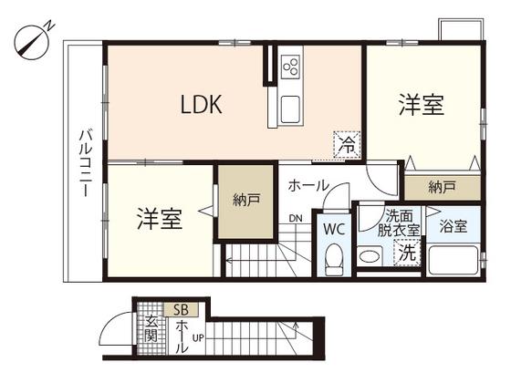 メゾン牛田本町(2LDK/2階)の間取り写真