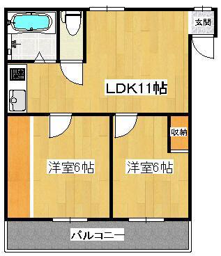 メゾン古馬場(2LDK/4階)の間取り写真