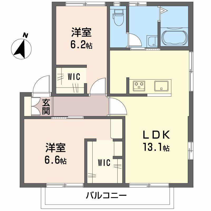 フレグランスアイデイル(2LDK/2階)の間取り写真