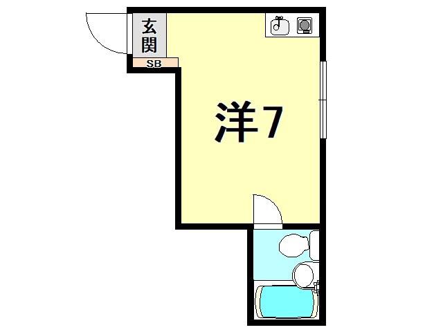シャトー甲陽(ワンルーム/3階)の間取り写真