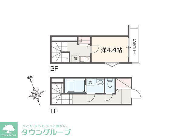 MELLAS和泉多摩川(1K/2階)の間取り写真