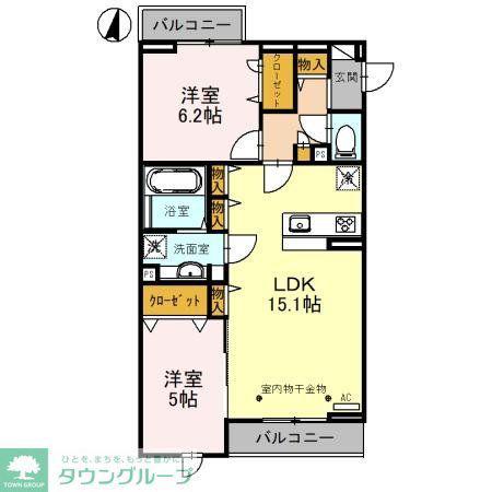 センカ II(2LDK/2階)の間取り写真