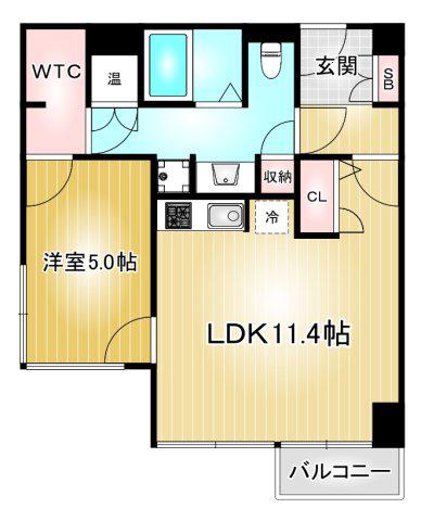 ミュプレ矢場町(1LDK/13階)の間取り写真