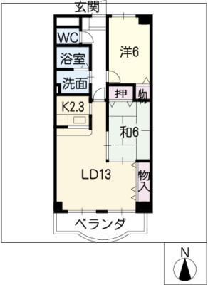 ウイン・ヴィラ(2LDK/5階)の間取り写真