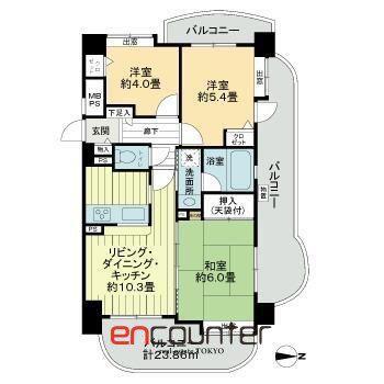 ライオンズマンション菊川リバーサイド(3LDK/4階)の間取り写真