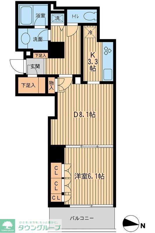KDXレジデンス千駄木(1DK/3階)の間取り写真