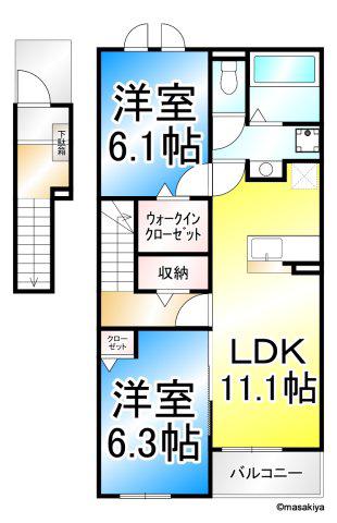 ソラティオ(2LDK/2階)の間取り写真