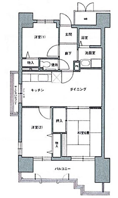 コーシャハイツ苅田(3DK/5階)の間取り写真