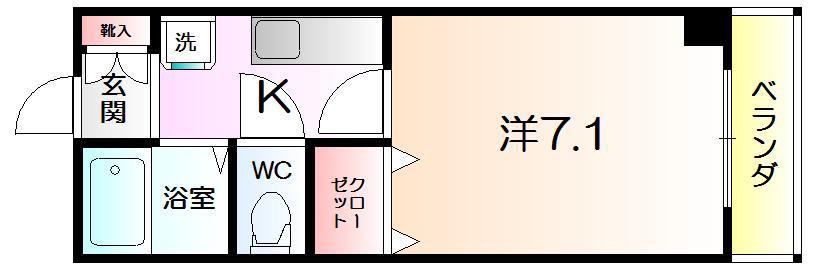 少林寺町東エヌエム・サンカンテ・ヌフ(1K/3階)の間取り写真