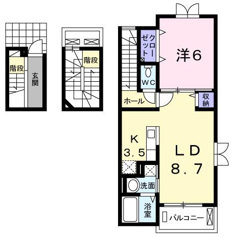 グラシオッソ ブローテ(1LDK/3階)の間取り写真