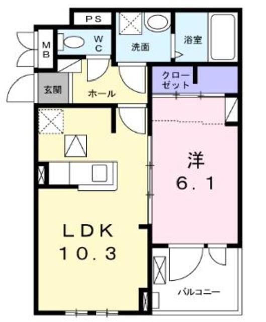 グラシオッソ デーア(1LDK/3階)の間取り写真