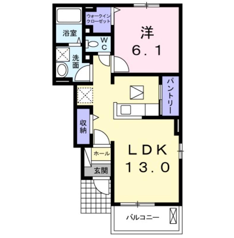 プロムナードB(1LDK/1階)の間取り写真