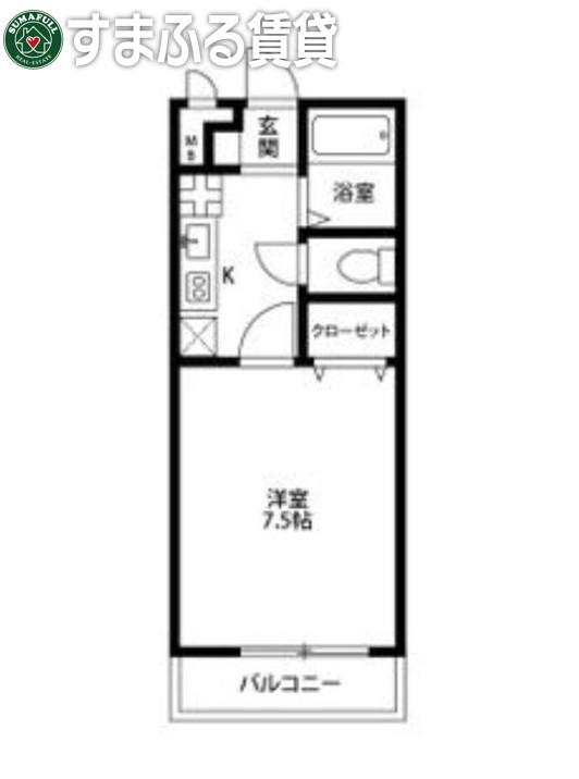 アンプルールリーブルキニーネSUN(1K/1階)の間取り写真